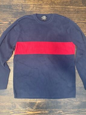 Polo by Ralph Lauren Navy Crewneck Sweater with Red Chest Band